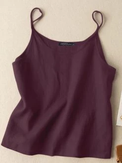Women Solid Color Casual Spaghetti Strap Cami -Zanzea Shop a4800223 9e95 4866 a16e d00addf811e0