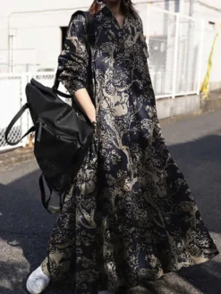 Print Lapel Long Sleeve Plus Size Casual Dress With Pockets -Zanzea Shop a4811009 401c 475e 8db4 0355164cab9b