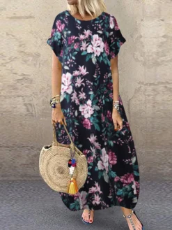 Vintage Flowers Print Plus Size Maxi Dress -Zanzea Shop a48d174b c7ec 42a9 bce0 228ca3d5200d