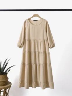 Solid Crew Neck A-line 3/4 Sleeve Casual Dress 12 Solid Crew Neck A-line 3/4 Sleeve Casual Dress -Zanzea Shop a4a4642c 7993 469c b256 31063a12cba1