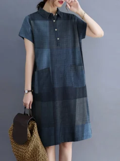 Check Pattern Short Sleeve Pocket Button Lapel Dress 11 Check Pattern Short Sleeve Pocket Button Lapel Dress -Zanzea Shop a4aa3d0f 7356 42b0 88ed 615222098e04