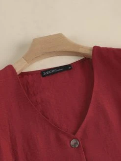 Women Solid V-Neck Button Front Ruffle Sleeveless Blouse 13 Women Solid V-Neck Button Front Ruffle Sleeveless Blouse -Zanzea Shop a548a913 81b4 4e7d bbb8 e40095968501