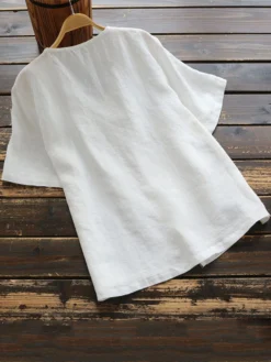 Vintage Solid Color Knot Button Plus Size Blouse -Zanzea Shop a54d6a83 8b96 42d0 9097 6a29cc495013