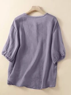 Women Lace Trim Plain Button Up Cotton 3/4 Sleeve Shirt 13 Women Lace Trim Plain Button Up Cotton 3/4 Sleeve Shirt -Zanzea Shop a586eb12 3e9f 45c8 a383 8e875c9702bb