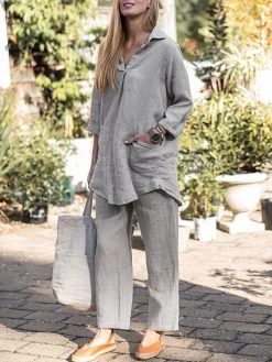 Solid Pocket Long Sleeve Lapel Two Pieces Suit -Zanzea Shop a606ac4f bc56 46b3 ac25 bb395a819378