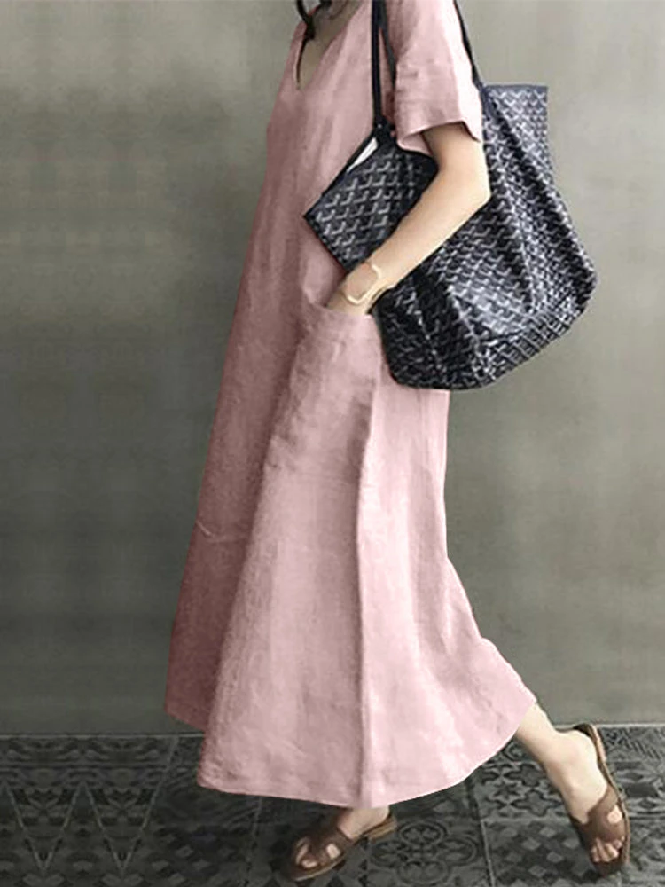 Vintage Short Sleeve V Neck Pockets Dress 10 Vintage Short Sleeve V Neck Pockets Dress - Image 10