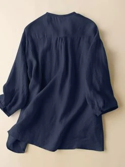 Solid V-neck Pocket Button Front High-low Hem Blouse -Zanzea Shop a67629e9 fd5f 44a4 ae1e c4098cfa0464