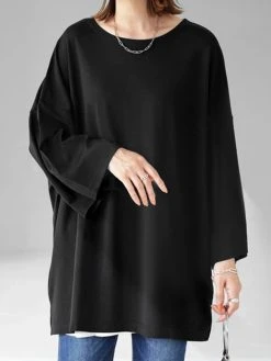 Solid Drop Shoulder Loose Long Sleeve Crew Neck T-shirt -Zanzea Shop a6cbbdd3 54ac 4ba1 b5b0 9870e44abe71