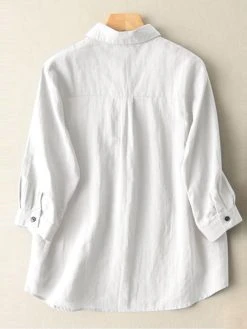 Solid 3/4 Sleeve Pocket Button Front Lapel Shirt 7 Solid 3/4 Sleeve Pocket Button Front Lapel Shirt -Zanzea Shop a73056be 7f60 4bfa 9856 19b490e94c32