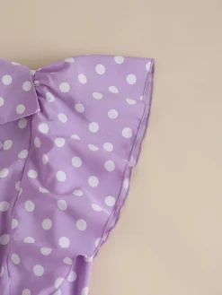 Dot Print Ruffle Sleeve Button Front Lapel Dress -Zanzea Shop a73bb414 4511 4a74 9bd2 639ef4360466