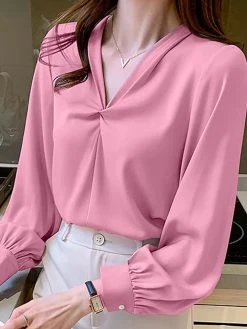 Solid Twisted Lantern Sleeve V-neck Satin Blouse 15 Solid Twisted Lantern Sleeve V-neck Satin Blouse -Zanzea Shop a75b9552 6c21 4406 bd06 da58d0eaa618