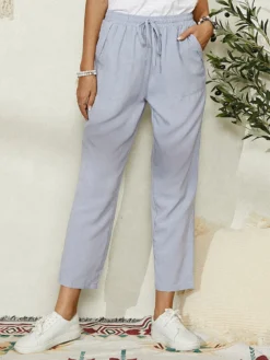 Casual Solid Color Elastic Waist Plus Size Pencil Pants -Zanzea Shop a7efbfee ff16 4602 9c30 f9a2081b5f98