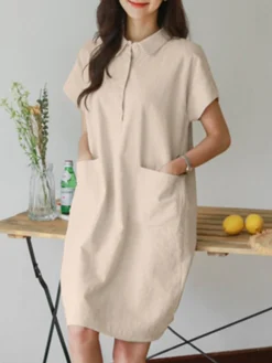 Solid Button Short Sleeve Lapel Cotton Pocket Dress 15 Solid Button Short Sleeve Lapel Cotton Pocket Dress -Zanzea Shop a8914be4 0cd6 433c 8d38 106a7ffd1c9e