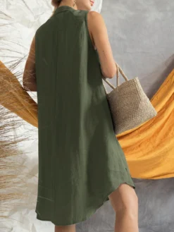 Women Solid Sleeveless Lapel Button Front Shirt Dress -Zanzea Shop a9046380 6b64 43a0 a9c9 6026f58b4d14