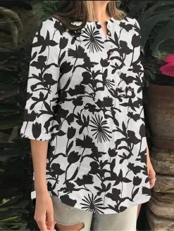 Random Allover Leaves Print Button Front 3/4 Sleeve Blouse 18 Random Allover Leaves Print Button Front 3/4 Sleeve Blouse -Zanzea Shop a91ae855 ebf7 4378 9257 a6e096b1644d