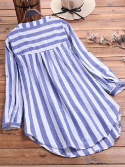 Striped Irregular Button Plus Size Shirt For Women -Zanzea Shop a964dd3e 738a 45ee b326 dd7495570bef