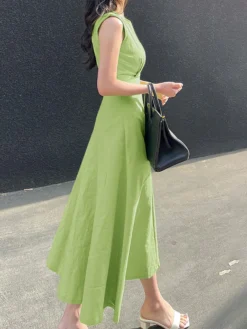 Solid Sleeveless A-line Swing Crew Neck Women Dress -Zanzea Shop aa85149d 7836 420d a465 3451bf9d7ee1