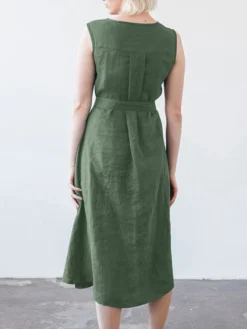 Solid Sleeveless Pocket Crew Neck Dress With Belt -Zanzea Shop ab0346c7 8311 4d3c 9677 628c9ad8b4c9