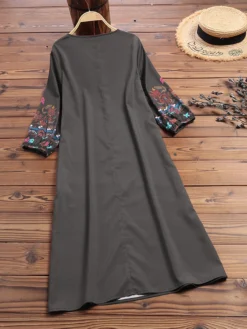 Ethnic Print Half Sleeve A-line Elegant Plus Size Dress -Zanzea Shop ab4eb3de d32a 4273 bfb2 a1145c474432