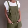Solid Color Strap Plus Size Short Jumpsuits With Pockets