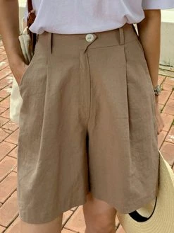 Solid Pocket Elastic Waist Casual Wide Leg Shorts -Zanzea Shop abebbd4c 228f 4eb7 a270 4b68ae47aa47