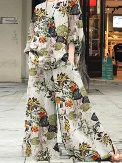 Plants Print Pocket Crew Neck Two Pieces Suit -Zanzea Shop ac4a373d 258a 4e59 bca8 ff1238da68db