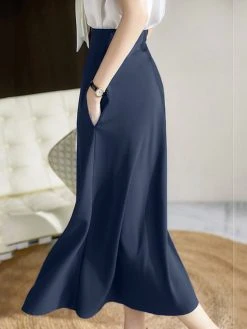 High Waist A-line Solid Satin Skirt For Women -Zanzea Shop ac6e3f62 007a 4cab ace1 b262e5cf41e8