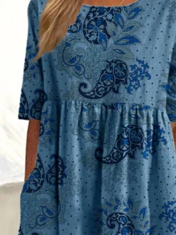 Women Ethnic Paisley Polka Dot Print Crew Neck Dress -Zanzea Shop ac78bbc6 de02 4891 83c5 22fe2daeb2ab