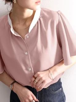 Contrast Button Ruffle Sleeve Stand Collar Women Blouse 15 Contrast Button Ruffle Sleeve Stand Collar Women Blouse -Zanzea Shop acbfd4ff 8f8a 45fd 9507 1621a87686d2