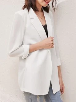 Solid Lapel Slit Hem Back Long Sleeve Blazer For Women -Zanzea Shop ad0af559 671d 4f39 84d0 070f0dc4e68b