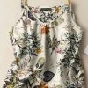 Women Tropical Plant Print Vacation Spaghetti Strap Cami