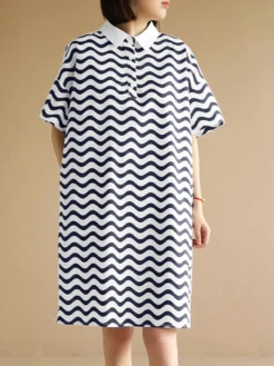 Chevron Pattern Pocket Button Lapel Short Sleeve Casual Dress -Zanzea Shop add78b72 c8db 43e2 b25e 9ea87d85667d