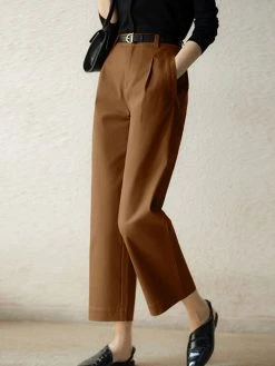 Solid Pocket Straight Leg Tailored Pants For Women -Zanzea Shop adf33914 2371 4d2b b32c 9a34528da209