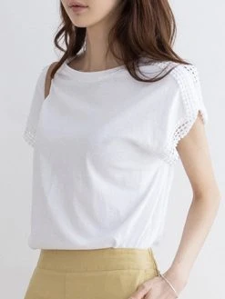 Solid Lace Trim Stitch Crew Neck Short Sleeve T-shirt -Zanzea Shop ae25a9bd 83fe 499a 8b89 70c48d791a66