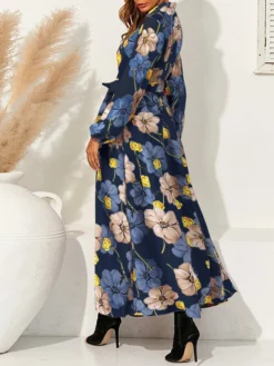 Cottagecore Flower Print Sash Lettuce-Edge Long Sleeve Maxi Dress -Zanzea Shop af15f02c 5a5a 4f63 8cbd e09180998d97