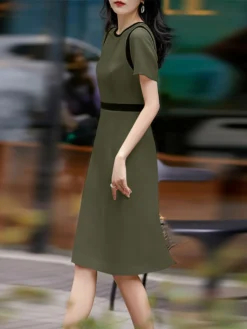 Contrast Short Sleeve Crew Neck Dress For Women -Zanzea Shop af4aaf7a 668e 496b abda 229f8b6c1315