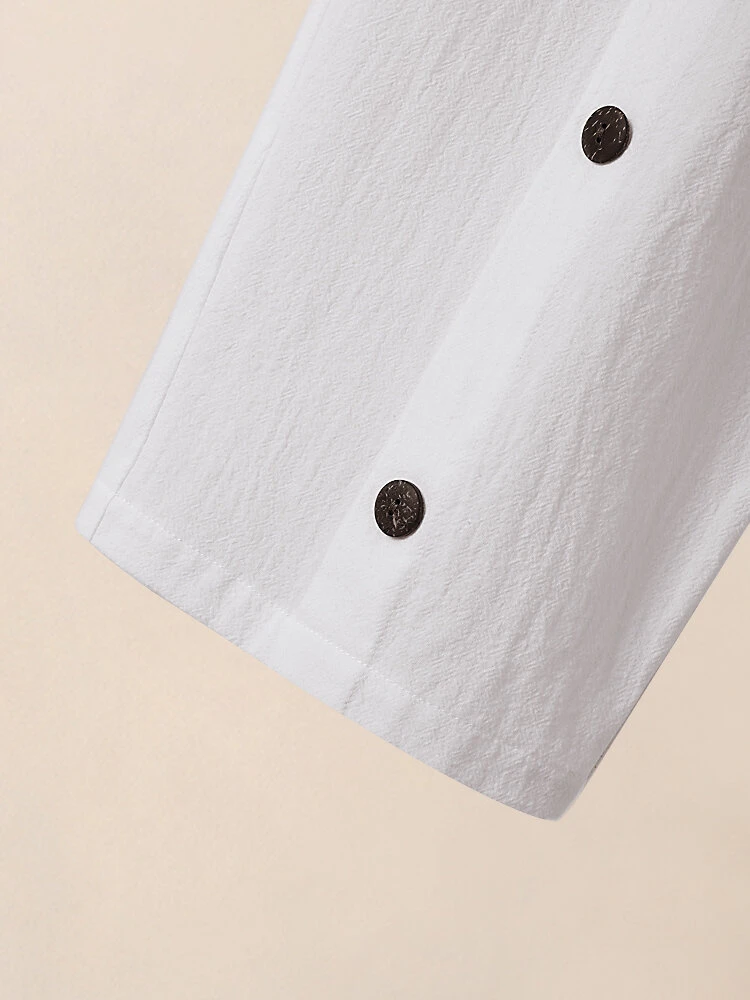 Women Solid Button Design Cotton Casual Cropped Pants 4 Women Solid Button Design Cotton Casual Cropped Pants - Image 4