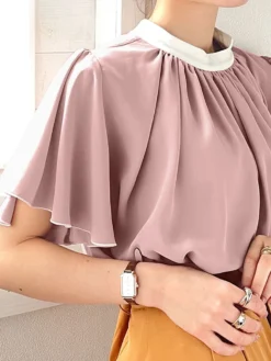 Contrast Button Ruffle Sleeve Stand Collar Women Blouse 17 Contrast Button Ruffle Sleeve Stand Collar Women Blouse -Zanzea Shop b057f34a 5cd6 4d08 8830 f285132c1869