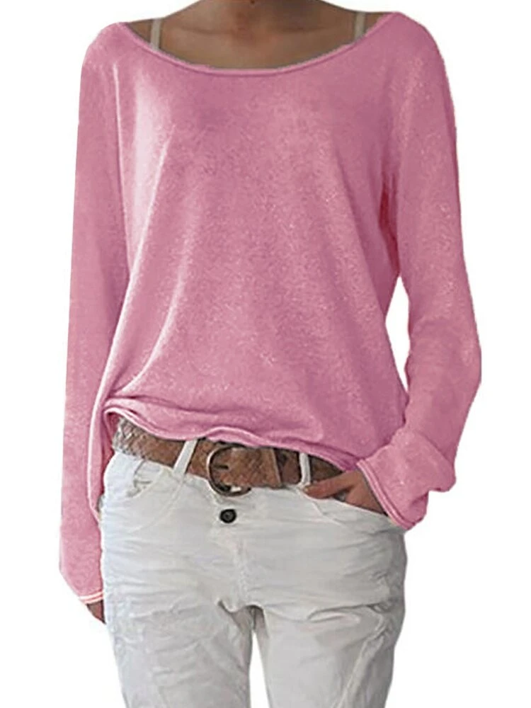 Casual Cotton Blend Long Sleeve Round Neck Women Blouse 5 Casual Cotton Blend Long Sleeve Round Neck Women Blouse - Image 5