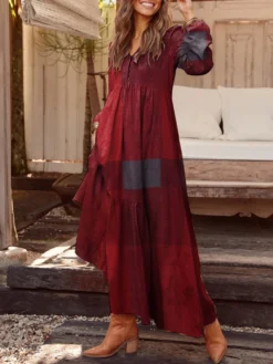 Plaid Print Pocket V-neck Long Sleeve Maxi Vintage Dress 14 Plaid Print Pocket V-neck Long Sleeve Maxi Vintage Dress -Zanzea Shop b162e308 b722 4840 847f 60dc84bde34c