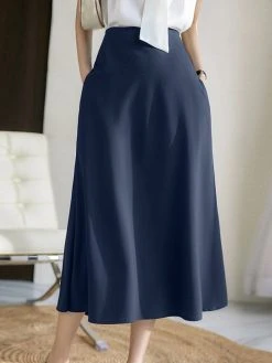 High Waist A-line Solid Satin Skirt For Women -Zanzea Shop b18dfd7e 09ff 4163 ad93 56e5ccd78662