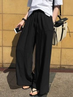 Solid Pocket Drawstring Elastic Waist Wide Leg Pants 21 Solid Pocket Drawstring Elastic Waist Wide Leg Pants -Zanzea Shop b1ac8f55 08ef 4a26 8531 1fae10c2cb7f