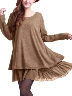 Casual Chiffon Patchwork Back Bow Double Layer Flared Blouse -Zanzea Shop b1ce7cd3 ac4f 459d a69c 9f7a6a2b8db8