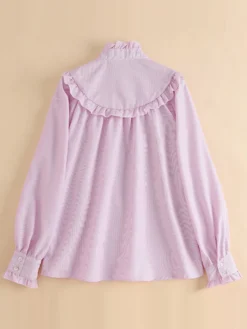 Stripe Print Ruffle Trim Button Front Long Sleeve Blouse 16 Stripe Print Ruffle Trim Button Front Long Sleeve Blouse -Zanzea Shop b1fadb90 4561 4309 8b12 826dceeac4fb