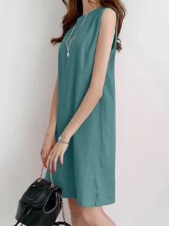 Solid Sleeveless O-neck Cotton Dress -Zanzea Shop b2be61a1 b160 42d1 b9a5 eadb8d107103