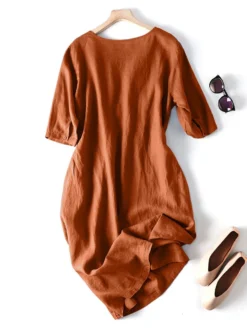 Solid Shirred Pocket Half Sleeve Crew Neck Dress 12 Solid Shirred Pocket Half Sleeve Crew Neck Dress -Zanzea Shop b305173e e553 428a a675 1e477f625542