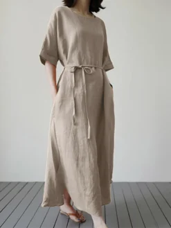 Solid Slit Pocket Half Sleeve Loose Dress With Belt 22 Solid Slit Pocket Half Sleeve Loose Dress With Belt -Zanzea Shop b35a0029 e54a 4acc a86d 4f818563bdb6