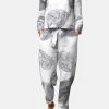 Vintage Printed Cotton Elastic Waist Two-piece Set Suit
