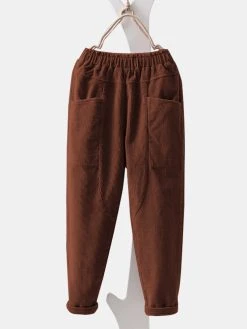 Corduroy Pocket Elastic Waist Casual Pant -Zanzea Shop b391fb62 1791 455e 8f9f 1a1fb2db3f1c