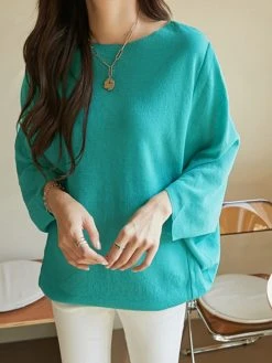 Solid Dolman Sleeve Loose Crew Neck T-shirt -Zanzea Shop b44d5f35 458c 4fea bb24 2eff15c4d5c1